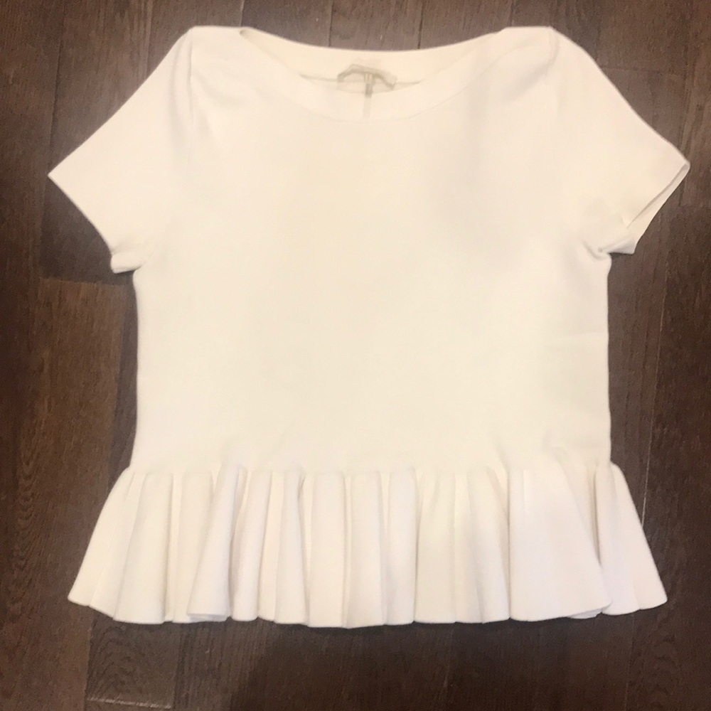 MAJE short sleeve ruffle bottom top size 1